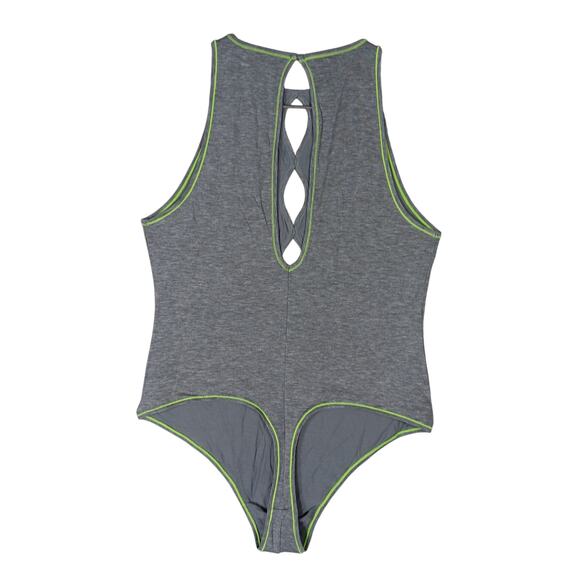 Parade Cutout Comfort Bodysuit Size Large Contrast Stitching On Gray Pull On - Picture 6 of 9